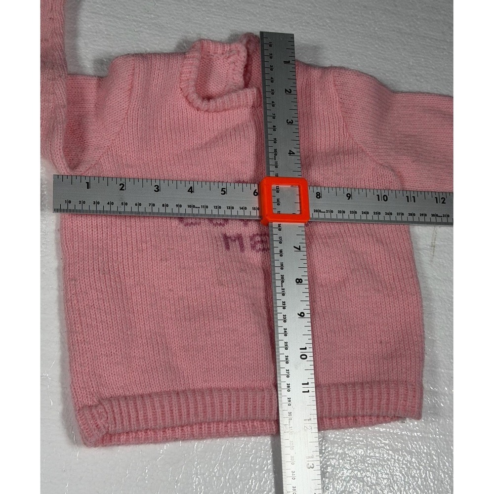 Toddler Baby Sweater HANDMADE CROCHETED "Jesus Loves Me" Pink 2T Church God - Picture 6 of 8